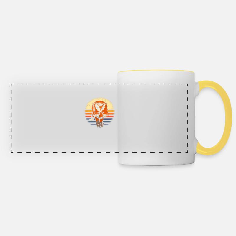 Fuchs Waldtier Geschenk Retro - Panoramatasse - Weiß/Gelb