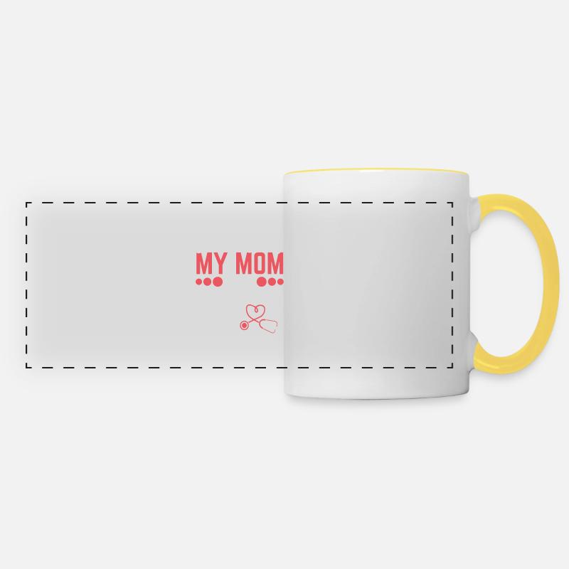 Don't worry my Mom is a Nurse - Panoramic Mug - white/yellow