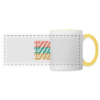 Anniversaire année 1992 / Vintage 1992 - Mug panoramique contrasté et blanc - blanc/jaune - Devant