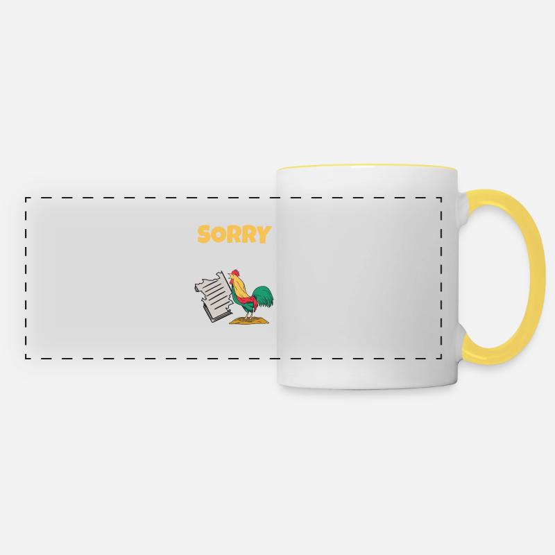 Le poulet a mangé Mes devoirs Idée de cadeau - Mug panoramique contrasté et blanc - blanc/jaune