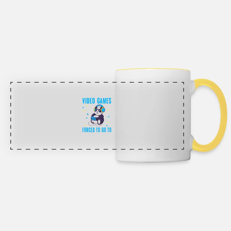 Born to play video games that forced - Panoramic Mug - white/yellow