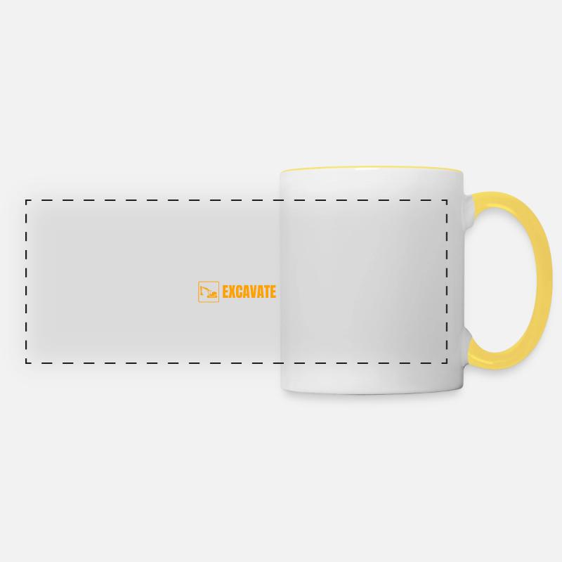 Excavator excavator driver excavator driver construction site - Panoramic Mug - white/yellow