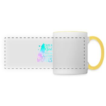 Just A Girl Who Loves Wolves Funny Women Wolf Love - Panoramic Mug - white/yellow - Front