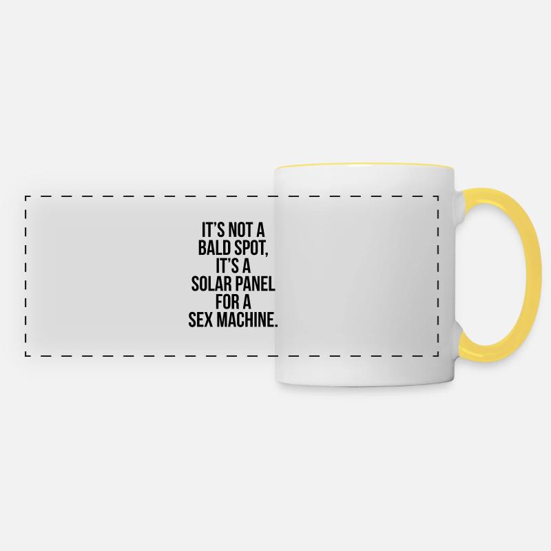 NOT A BALD SPOT BUT A SOLAR PANEL - Panoramic Mug - white/yellow