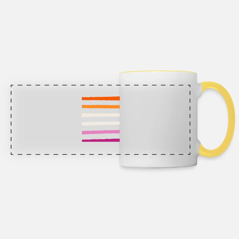 lesbian stripes - Panoramic Mug - white/yellow