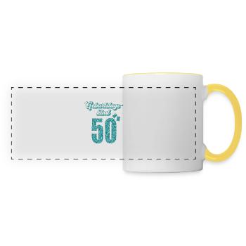 50. Geburtstag 50 Jahre 50er Geburtstagskind - Panoramatasse - Weiß/Gelb - Vorne