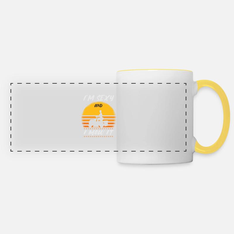 Lawn mowing lawn mower grass gift idea - Panoramic Mug - white/yellow