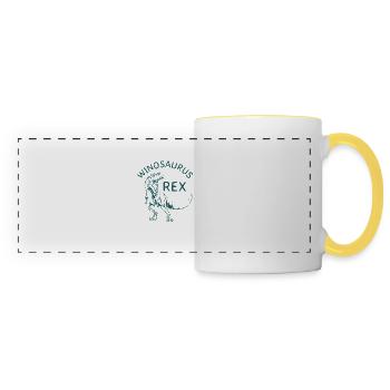Winosaurus rex Wein Geschenk Spruch Party Alkohol - Panoramatasse - Weiß/Gelb - Vorne