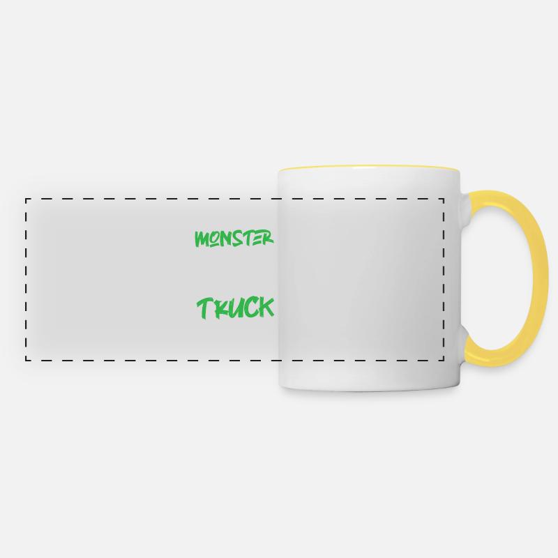 Monster truck cool - Panoramic Mug - white/yellow