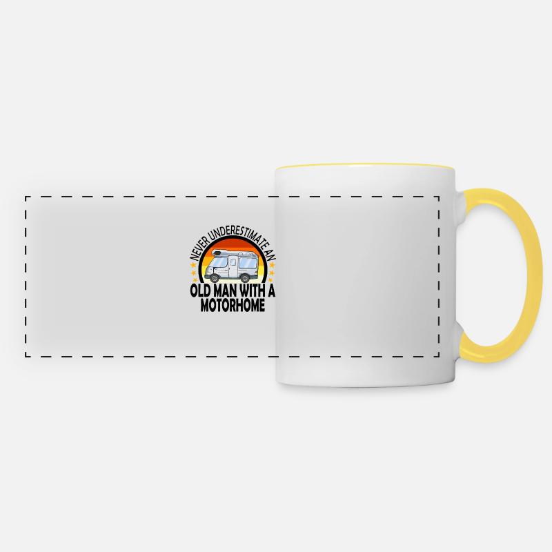Motorhome Camping Caravan Camper Gift - Panoramic Mug - white/yellow