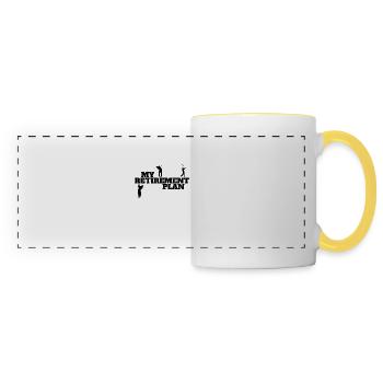 Mens Funny Golf Graphic - Mon plan de retraite - Mug panoramique contrasté et blanc - blanc/jaune - Devant