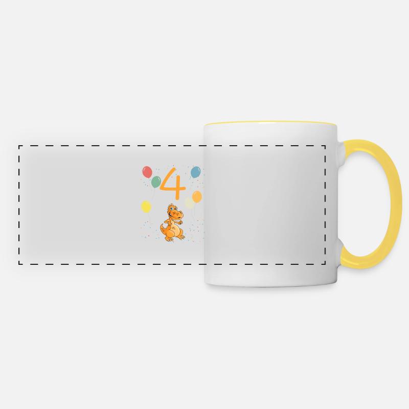 Anniversaire de 4 ans 4 ans - Mug panoramique contrasté et blanc - blanc/jaune