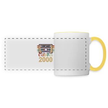 Cadeau du 21e anniversaire octobre 2000 - Mug panoramique contrasté et blanc - blanc/jaune - Devant