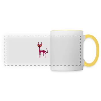 Halloween Cat Knife Creepy Gift Idea - Panoramic Mug - white/yellow - Front