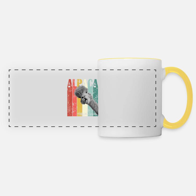 Alpaca Vintage Lama Heart Love Design Gift - Panoramic Mug - white/yellow
