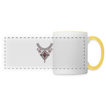 Kabyle pottery motifs Amazigh decoration - Panoramic Mug - white/yellow - Front