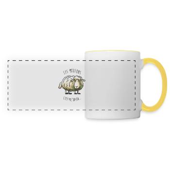 Les moutons c'est fastidieux - Mug panoramique contrasté et blanc - blanc/jaune - Devant