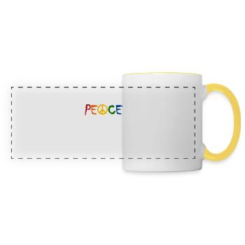 PAIX - avec le A comme symbole de paix Signe de paix - Mug panoramique contrasté et blanc - blanc/jaune - Devant