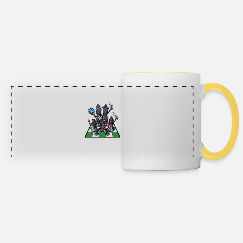 Échiquier Pièces d’échecs Combattant Échecs - Mug panoramique contrasté et blanc - blanc/jaune