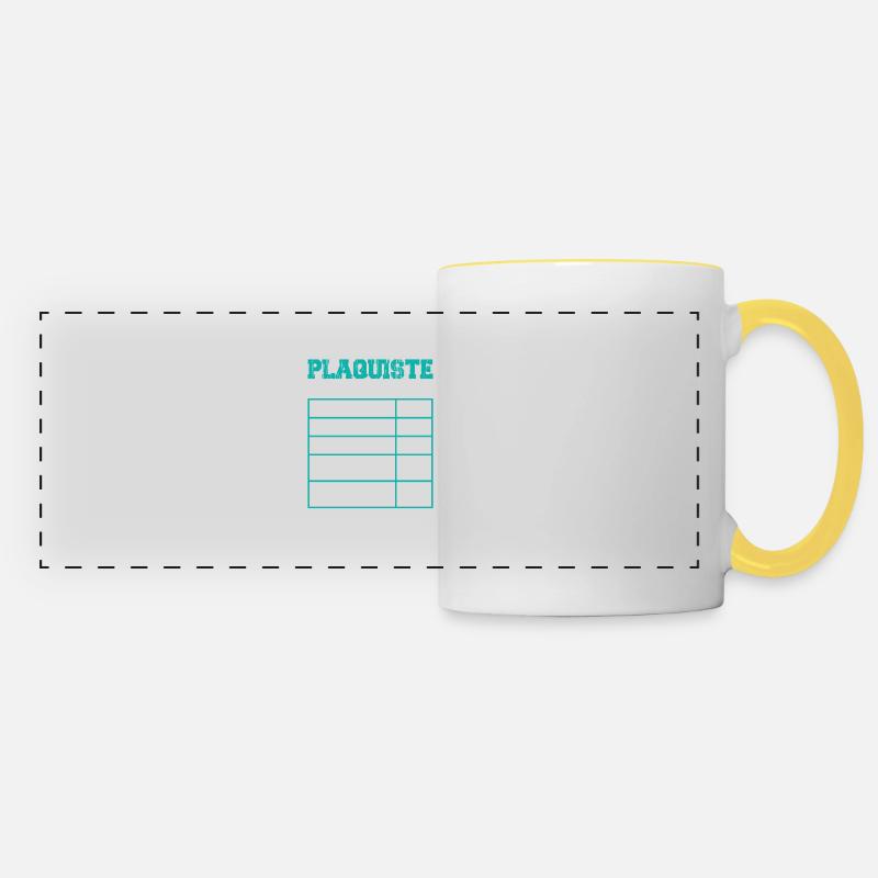 Le Tarif Horaire D'un Plaquiste - Mug panoramique contrasté et blanc - blanc/jaune