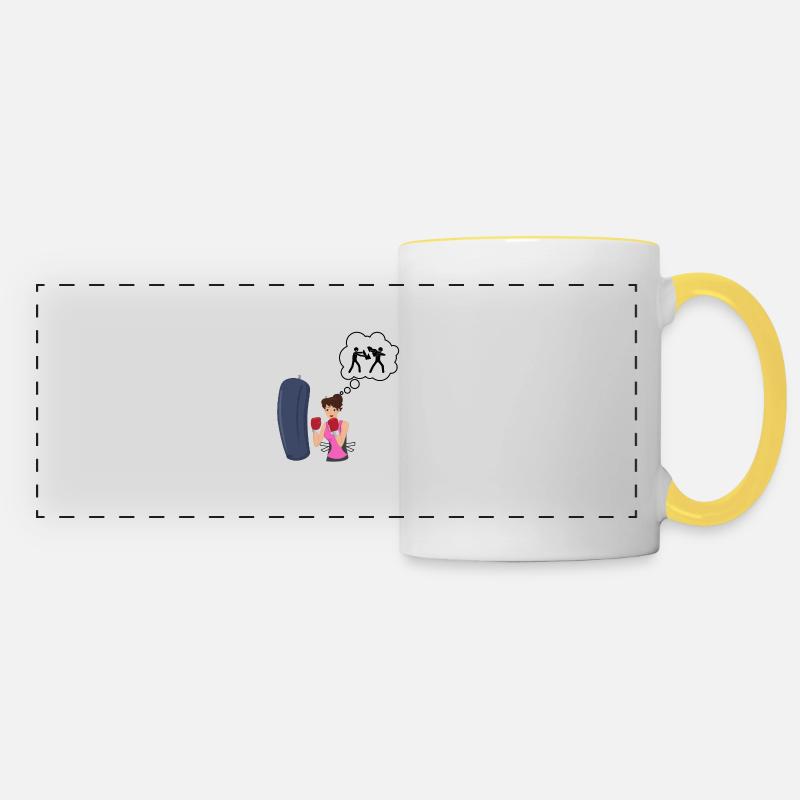 Boxing love - boxer gift idea - Panoramic Mug - white/yellow
