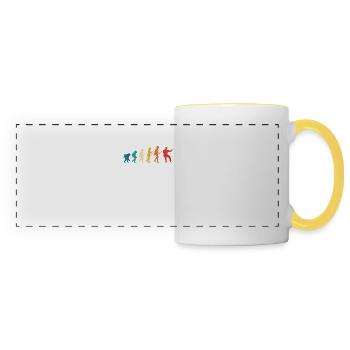 Karaté Evolution de l’homme Drôle d’artiste martial - Mug panoramique contrasté et blanc - blanc/jaune - Devant