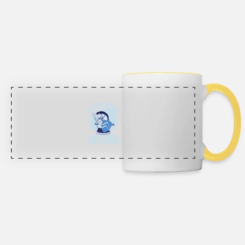 Springer sur le bord apporte des figures de chagrin et de honte - Mug panoramique contrasté et blanc - blanc/jaune