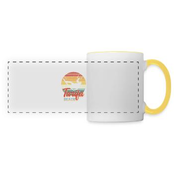 Kite Surfing Design with Kiteboard Surfer - Panoramic Mug - white/yellow - Front