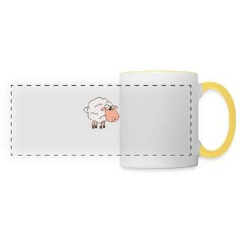 Moutons avant les dates - Mug panoramique contrasté et blanc - blanc/jaune - Devant