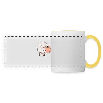 Cette fille aime les moutons - Mug panoramique contrasté et blanc - blanc/jaune - Devant