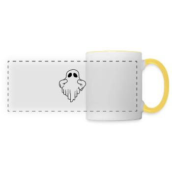 Comic funny floating ghost - Panoramic Mug - white/yellow - Front