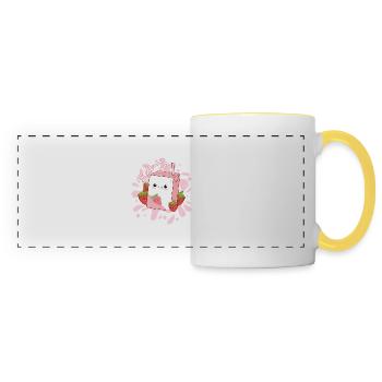 Japanischer Kawaii Erdbeer-Milchshake - Panoramatasse - Weiß/Gelb - Vorne