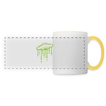 Graffiti Slime Gouttes OVNI - Mug panoramique contrasté et blanc - blanc/jaune - Devant