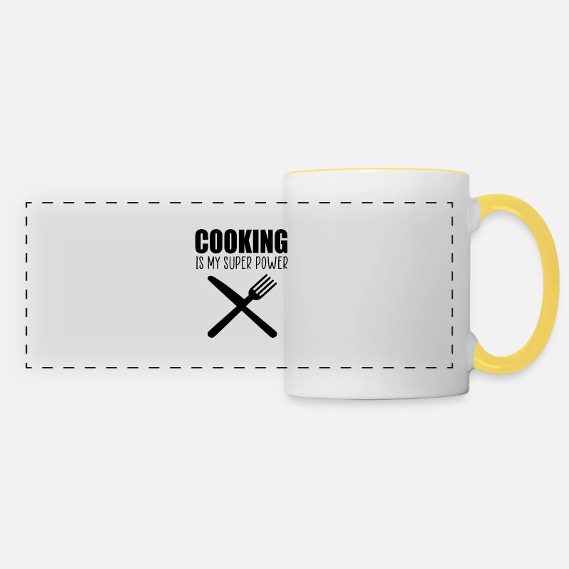 Cooking is my superpower fun quote - Panoramic Mug - white/yellow