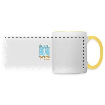 Joyeux Halloween Horror Monster Haunted Horror Scare - Mug panoramique contrasté et blanc - blanc/jaune - Devant