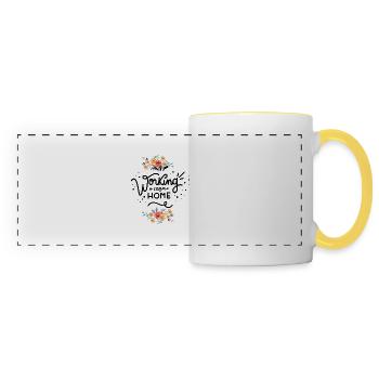 working from home - Panoramic Mug - white/yellow - Front