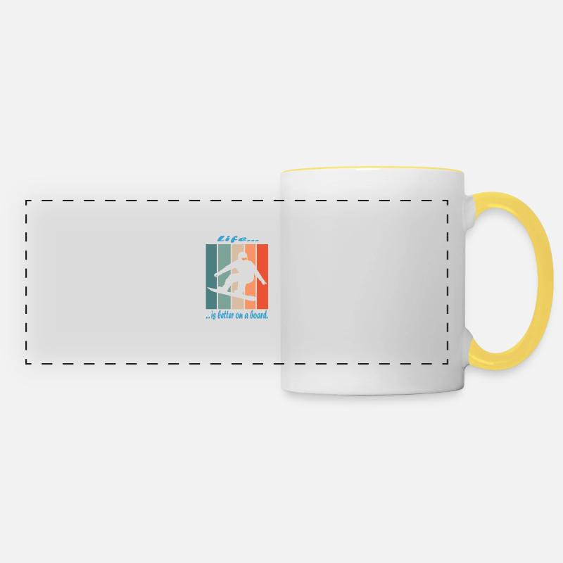 Snowboard - Life is better on a board - Panoramic Mug - white/yellow