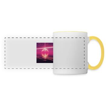 Vaporwave Esthétique Sunset Sea - Mug panoramique contrasté et blanc - blanc/jaune - Devant