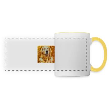 Golden Retriever Portrait Gustav Klimt Style Dog - Panoramic Mug - white/yellow - Front