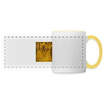 Golden Retriever Portrait Gustav Klimt Style Dog - Panoramic Mug - white/yellow - Front