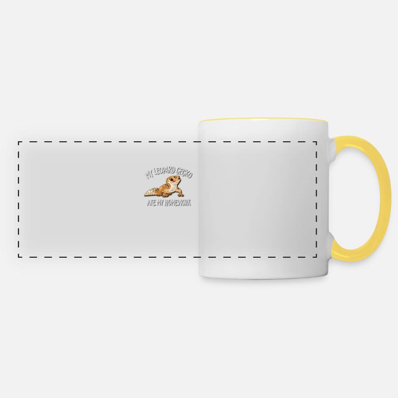 Gecko léopard - Mug panoramique contrasté et blanc - blanc/jaune