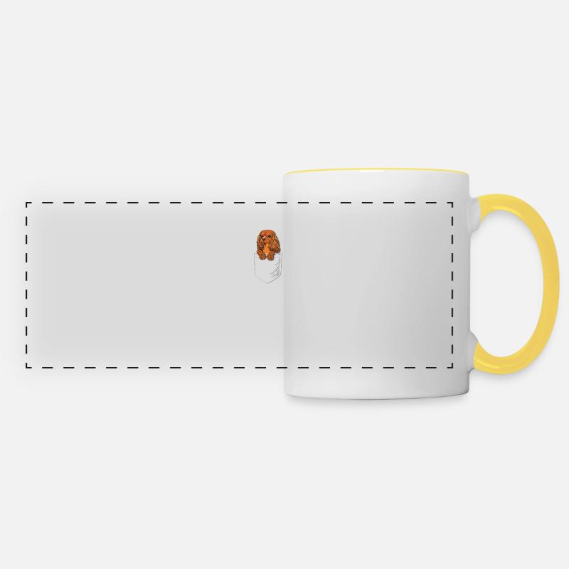 Ruby Cavalier King Charles Spaniel - Panoramic Mug - white/yellow