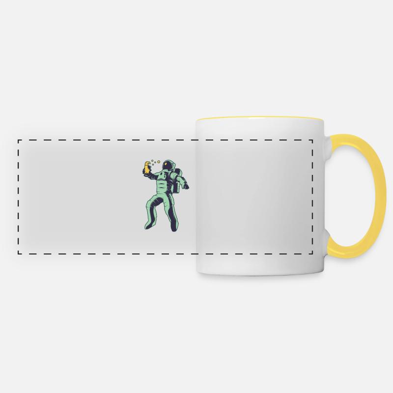 Bière de l’astronaute - Mug panoramique contrasté et blanc - blanc/jaune