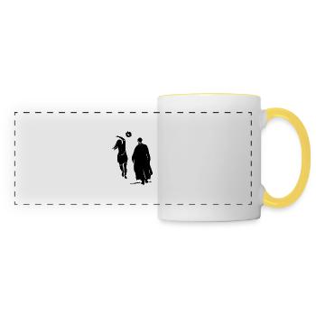 Soulèvement de solidarité avec l’Iran Manifestation Liberté - Mug panoramique contrasté et blanc - blanc/jaune - Devant