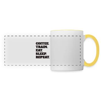Fitness Strength Training Musculier Sports Muscle - Mug panoramique contrasté et blanc - blanc/jaune - Devant