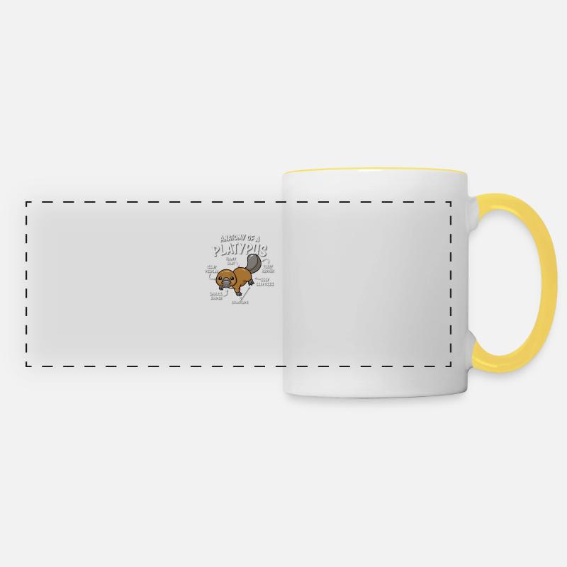Ornithorynque - Mug panoramique contrasté et blanc - blanc/jaune