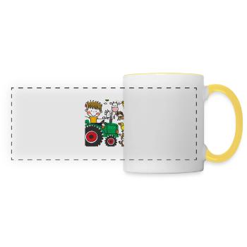 Green Tractor Birthday Farm Animals - Panoramic Mug - white/yellow - Front