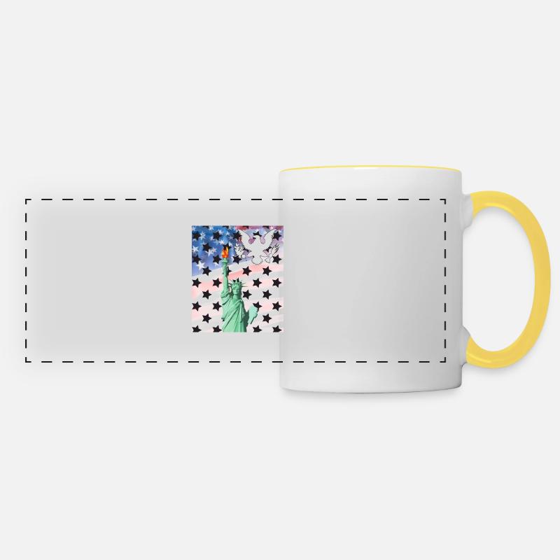 États-Unis, Statue de la Liberté - Mug panoramique contrasté et blanc - blanc/jaune