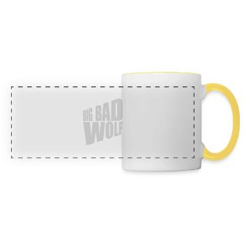 big bad wolf quote - Panoramic Mug - white/yellow - Front