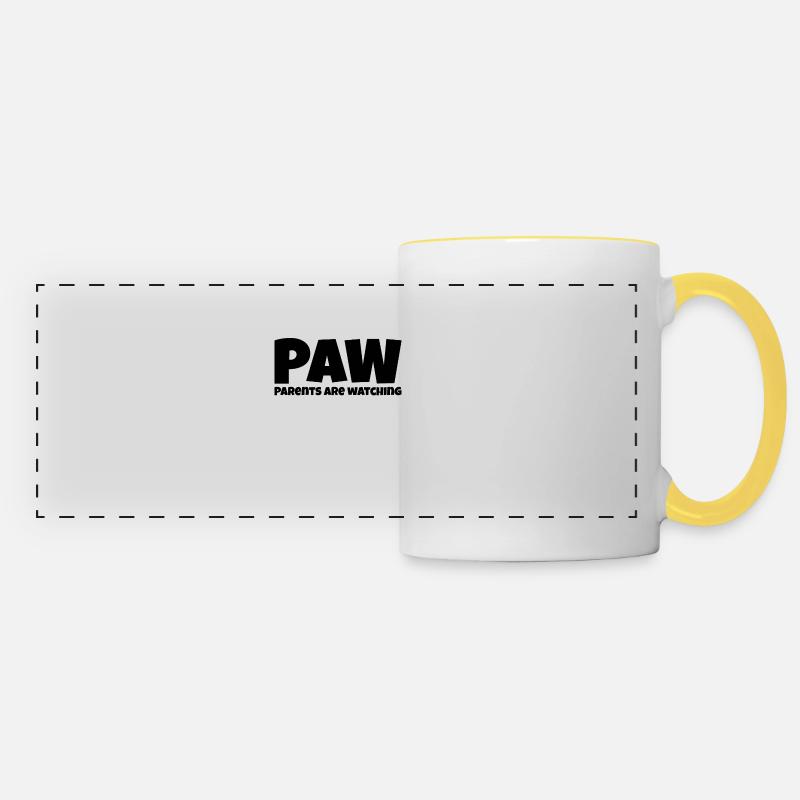 Parents are watching - Panoramic Mug - white/yellow